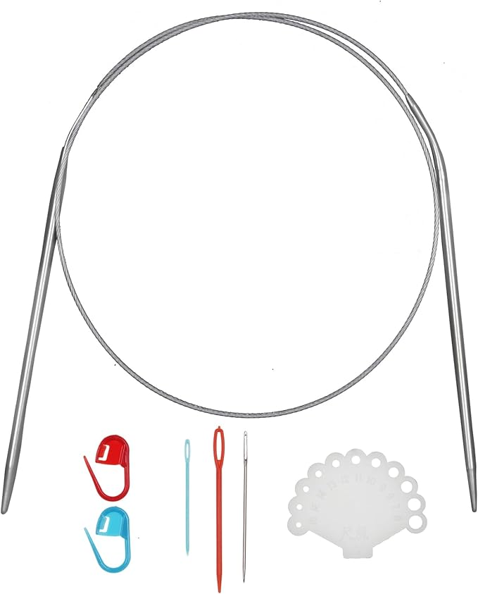 31inch (80cm) Stainless Steel Circular Knitting Needle Size US 2 (2.75mm) Metal Knitting Needles Set for Making Sweater Shawl Scarf