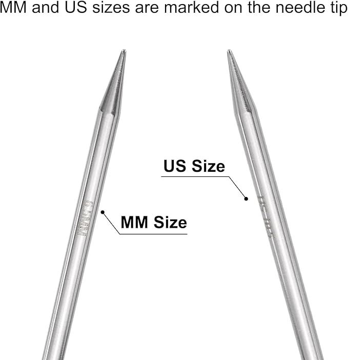 uxcell Size US 10.5 (6.5mm) Knitting Needles Circular Needle 47 Inch(120cm) Round Metal Stainless Steel Needle for Handmade Projects DIY Knitting Black