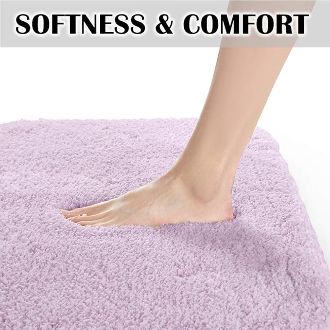 Suchtale Large Extra Soft and Absorbent Shaggy Bath Mat (24 x 60, Lavender) Machine Washable Microfiber Non Slip Bath Mat for Bathroom Floor
