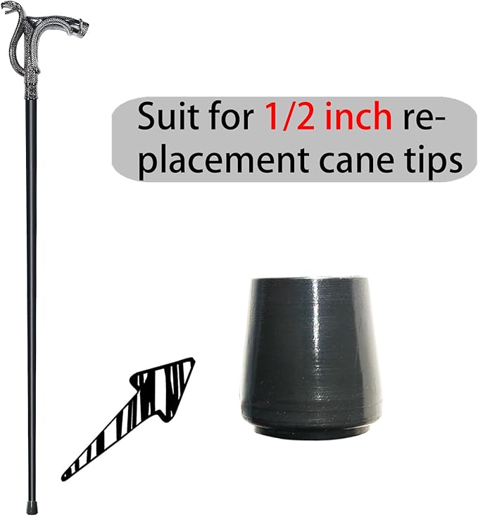 Walking Cane for Men & Women - Heavy Duty 500+ lbs Capacity, Gothic Cane with Ornate Design, Decorative Goth Metal Ergonomic Handle Cane, Black & Silver Snake Walking Stick for Senior Gift