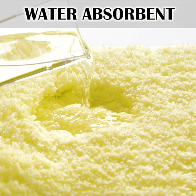 Suchtale Non Slip Bath Mat, 16 x 24, Yellow - Soft Microfiber Shaggy, Water Absorbent, Machine Washable, Thick Plush for Shower