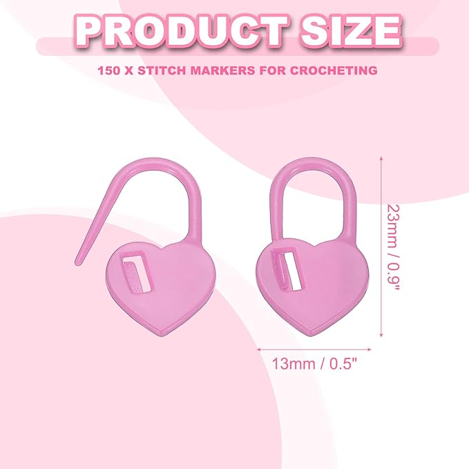 PATIKIL Crochet Stitch Markers, 150Pcs Plastic Knitting Markers Needle Pin Heart Locking Stitch Marker for Sewing Crocheting DIY Craft, Light Purple