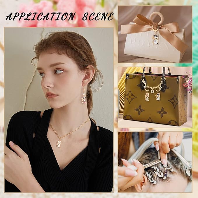 NBEADS 28 Pcs Cat Charm Stitch Markers, 7 Styles Alloy Enamel Cute Cat Crochet Charms Removable Locking Stitch Marker with 304 Stainless Steel Clasp for Sewing Accessories Quilting Jewelry