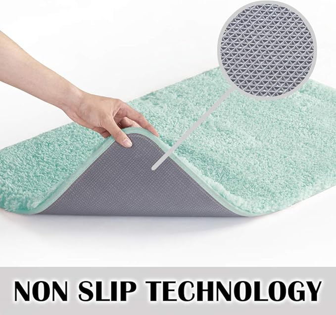 Suchtale Extra Soft & Absorbent Shaggy Bath Mat (24 x 40, Aqua) - Machine Washable Microfiber, Non Slip, Luxury Floor Mat