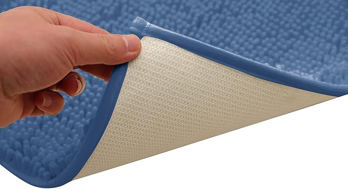 Non-Slip Bath Rug,Extra Soft Microfiber Bedroom Shag Carpet with Anti-Slip Backing,Water/Dust Absorbent Fast Dry Shower Mat,Sound Insulated Stairs Pad,Machine Washable (NavyBlue,15 x 23 Inches)