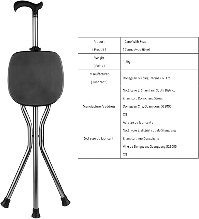 Hold 440 lbs Folding Canes with Seat Walking Stick Height Adjustment Cane Seat Capacity Frosted Handle with Magnetic Therapy Stone Crutches Stool