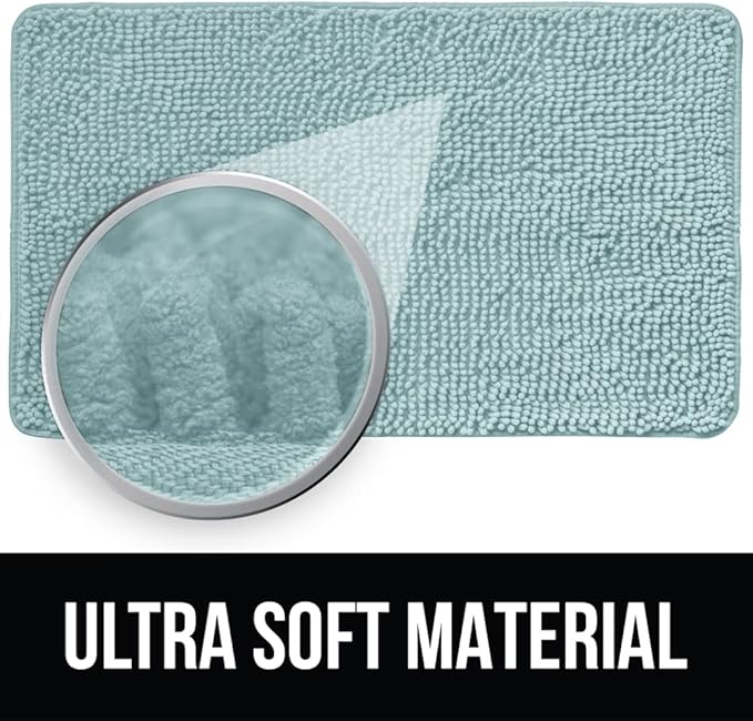 KANGAROO Bathroom Rugs, Chenille Soft Absorbent Bath Rug, Shaggy Shower Mat, Quick Dry Machine Wash Bathmat, Plush Carpet Mats for Tub, Bathtub and Room Home Decor Accessories, 36x24, Seafoam