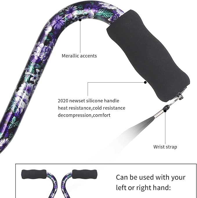 Elegant Walking Cane for Women, Foldable & Adjustable Cane for Seniors with Self-Standing Tip | Lightweight Mobility Aid for Stability & Balance Support