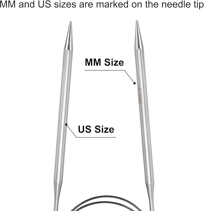 uxcell Size US 10.5 (6.5mm) Knitting Needles Circular Needle 32 Inch(80cm) Round Metal Stainless Steel Needle for Handmade Projects DIY Knitting