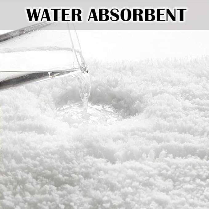 Suchtale Extra Soft & Absorbent Shaggy Bath Mat (24 x 40, White) - Machine Washable Microfiber, Non Slip, Luxury Bathroom Floor Mat