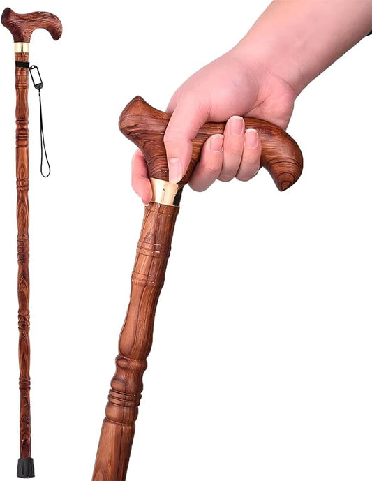 Wooden Walking Canes for Men and Women, Natural Rosewood Walking Sticks for Senior Support, Up to 500 Lbs Walking Stick, Heavy-Duty Walking Cane for Men, Suitable for Gift Giving