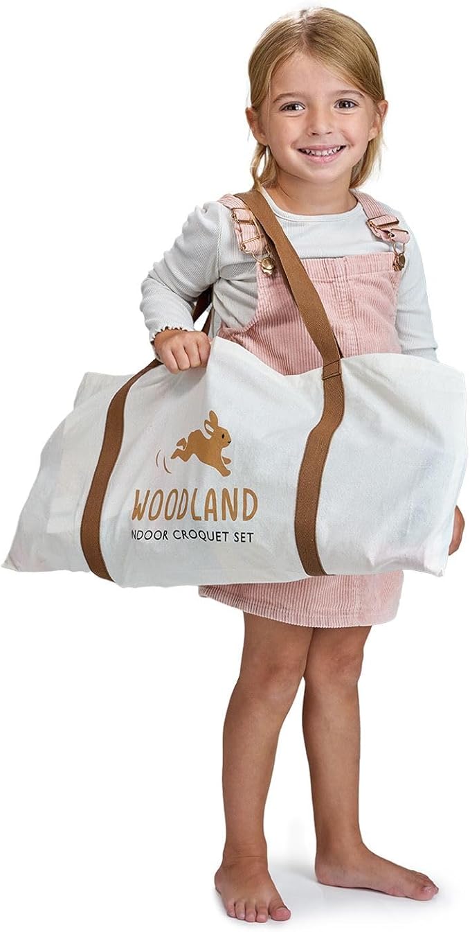 Tender Leaf Toys - Woodland Indoor Croquet Set - 17 Piece Portable Wooden Forest Themed Sports Toy for Boys and Girls - Boost Motor Skills and Hand-Eye Coordination - Interactive Family Game - Age 3+