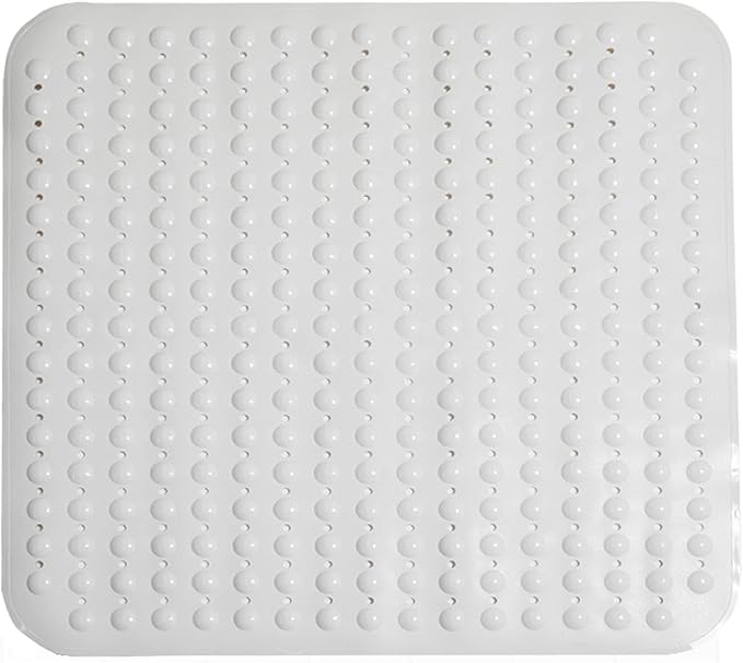 ENKOSI Extra Large Square Non Slip Shower Mat - 31 x 31-inch XL Bathroom Shower Mat - Square Shower Matts for Shower Stall Floors | Secure Suction Cups and Drain Holes (31x31 White)