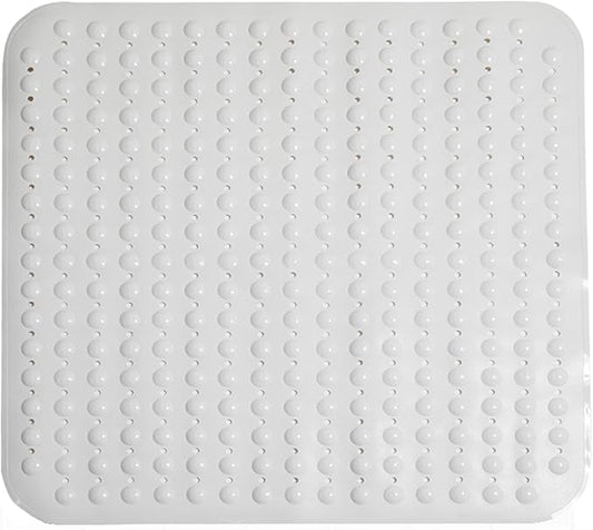 ENKOSI Extra Large Square Non Slip Shower Mat - 31 x 31-inch XL Bathroom Shower Mat - Square Shower Matts for Shower Stall Floors | Secure Suction Cups and Drain Holes (31x31 White)