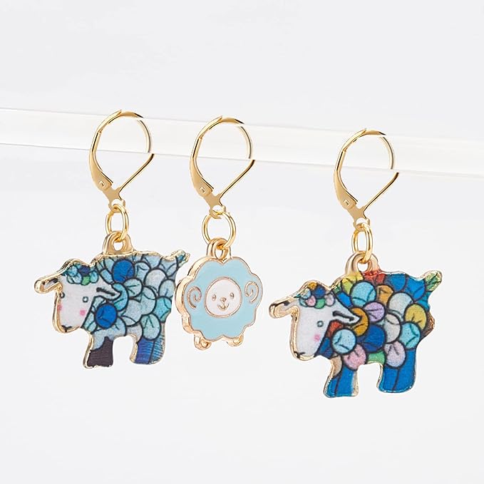 NBEADS 6 Pcs Sheep Stitch Markers, Alloy Enamel Crochet Stitch Marker Charms Locking Knitting DIY Handmade Gift for Weaving Sewing Accessories Quilting Jewelry Making
