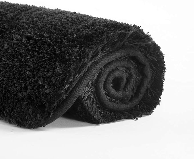 Suchtale Large Bathroom Rug Extra Soft and Absorbent Shaggy Bathroom Mat (24 x 60, Black) Machine Washable Microfiber Bath Mat for Bathroom, Non Slip Bath Mat, Luxury Bathroom Floor Mats Rubber Back
