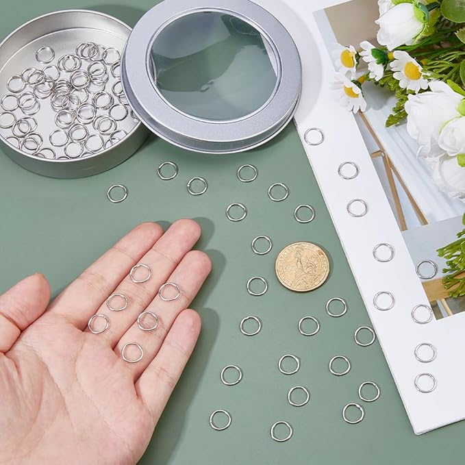 Hobbspring 100Pcs Metal Stitch Markers Round Knitting Stitch Markers Platinum Knitting Crochet Locking Markers Brass Knitting Stitch Rings for DIY Craft Project Knitting and Crocheting