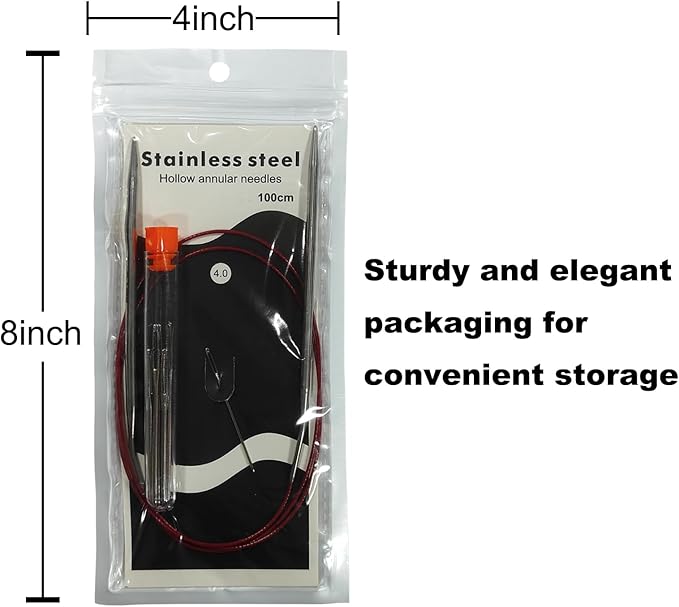 Size 6/4mm Circular Knitting Needles,40 Inch/100cm Knitting Needles for Beginners,Metal Round Knitting Needle Set with 9 Yarn Needle (Red, 40-inch-US-6(4mm))