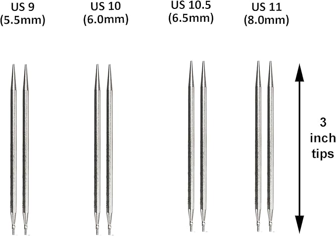 ChiaoGoo Twist Red Lace Shorties 3-Inch Large Yellow 7230-L Interchangeable Knitting Needle Set, US 9, 10, 10.5, 11 Stainless Steel with 3 Swiv360 Cables with Project Bag