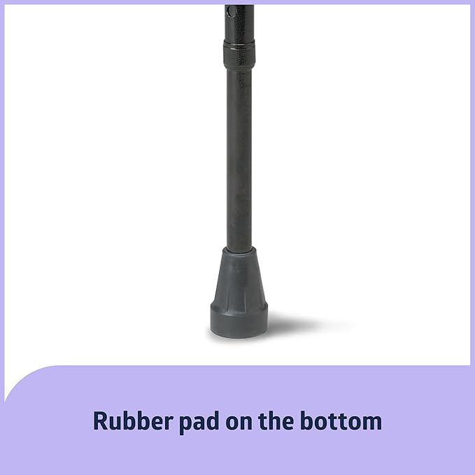 Medline Bariatric Offset Walking Cane for Seniors & Adults, Adjustable Height 29"-38", Ideal for Balance Support, Injury & Post-Surgery Mobility Aid, Black