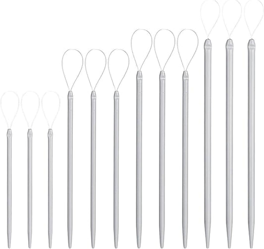 LIQWEI 12 Pcs Yarn Needles Large Eye, Nylon Thread Rope Threader Tapestry Needles, Meta Embroidery Needle Threader Darning Needle for Sewing Knitting Crochet Yarn Embroidery