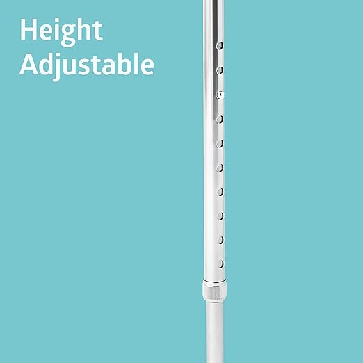 Medline Aluminum-Chrome Offset Walking Cane, Adjusts 29–38” & Supports Up to 300 Lbs. — Mobility Aid Provides Balance for Seniors & Adults