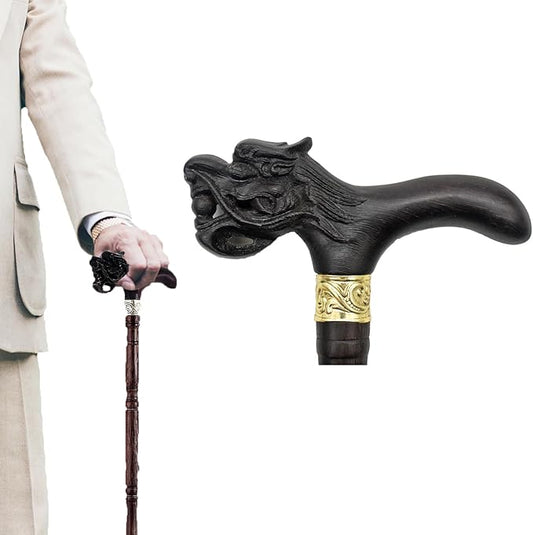 Wooden Walking Canes for Men and Women, Natural Rosewood Walking Sticks for Senior Support, Up to 500 Lbs Walking Stick, Heavy-Duty Walking Cane for Men, Suitable for Gift Giving