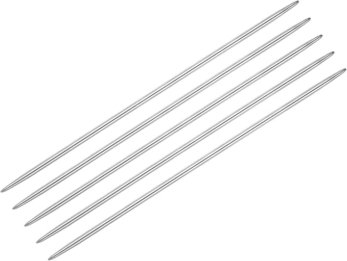 uxcell 5Pcs Knitting Needle 2.75mm Diameter 5.9 Inches Length Stainless Steel Double Pointed Sweater Stitching Needles for Handmade Projects DIY Knitting
