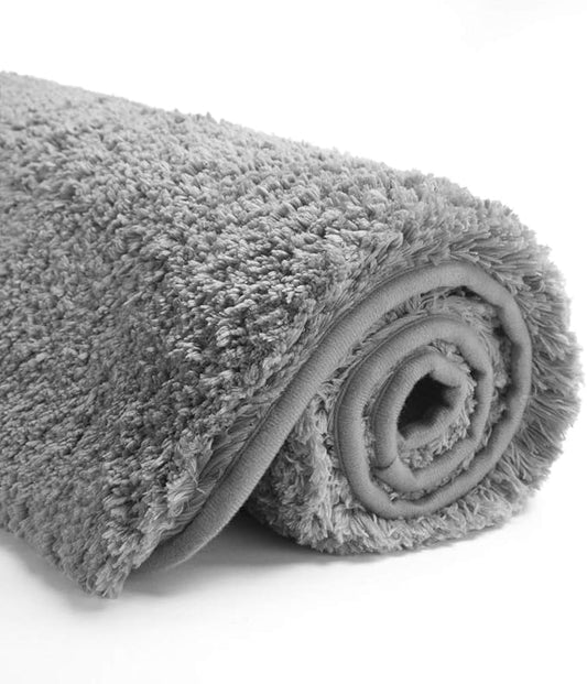 Suchtale Non Slip Bath Mat (20 x 32, Grey) Water Absorbent Soft Microfiber Shaggy Bathroom Rug Machine Washable Thick Plush Shower Mat