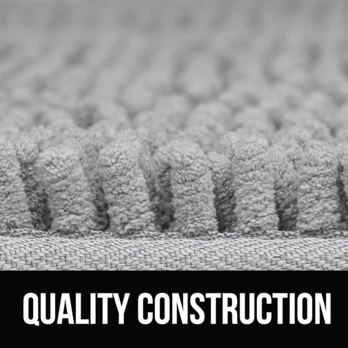 KANGAROO Bathroom Rugs, Chenille Soft Absorbent Bath Rug, Shaggy Shower Mat, Quick Dry Machine Wash Bathmat, Plush Carpet Mats for Tub, Bathtub and Room Home Decor Accessories, 42x24, Light Gray