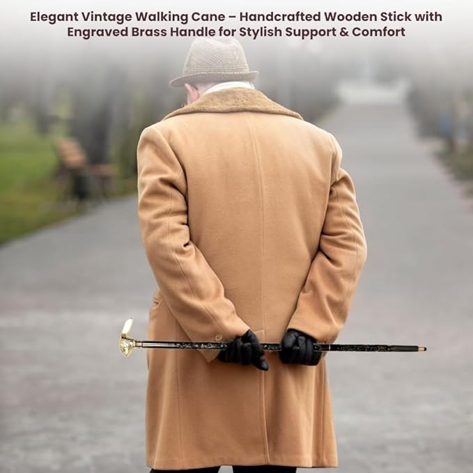 All Black Snake Handle Spiral Wooden Walking Cane