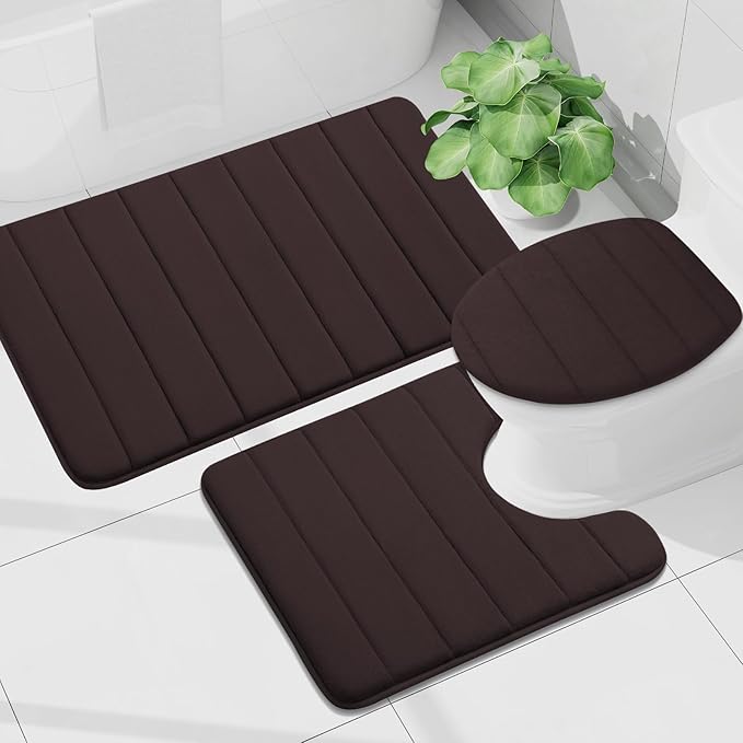 Buganda Memory Foam Bath Mat, 47" x 20", Ultra Soft and Non-Slip Bathroom Rugs, Water Absorbent and Machine Washable Bath Rug Runner for Bathroom, Shower, and Tub, Brown