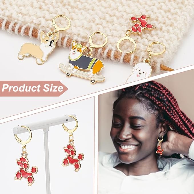 NBEADS 24 Pcs Enamel Dog Stitch Markers, Enamel Alloy Crochet Stitch Marker Charms Removable Locking Stitch Marker for Knitting Weaving Sewing Accessories Quilting Handmade Jewelry