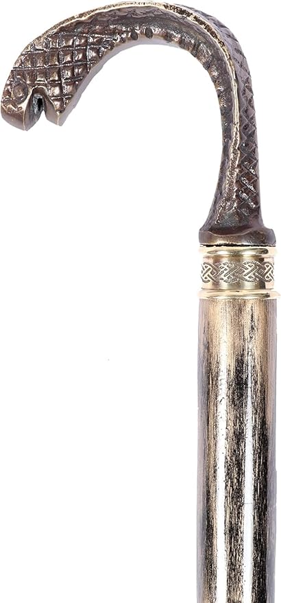 All Black Snake Handle Spiral Wooden Walking Cane