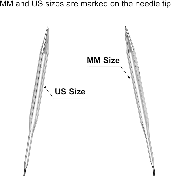 uxcell Size US 10.25 (6.5mm) Knitting Needles Circular Needle 16 Inch(40cm) Round Metal Stainless Steel Needle for Handmade Projects DIY Knitting Black