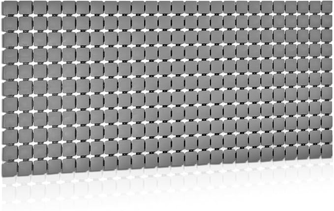 Extra Long Shower Stall Mat Non Slip Bathtub Bath Mats with Suction Cups and Drain Holes- 34 X 15.4 Inch (Gray)