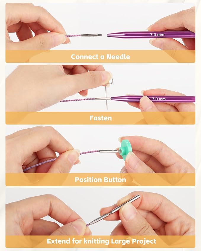 Aeelike Interchangeable Knitting Needles Set, 13 Sizes Circular Knitting Needles (3.0-10.0 mm) with 4 Cables & Leather Case, Smooth Knitting Needle for Blankets Cushions, Ideal Gift