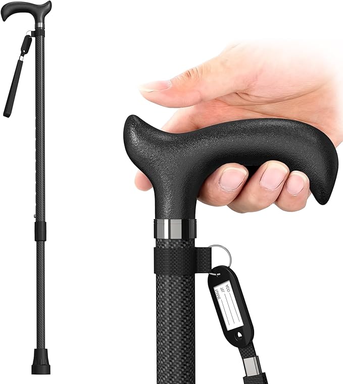 Walking Cane for Men for Stability, Walking Canes with Light,Adjustable Quad Canes for Men with Two Replacement Bases, Ultralight Carbon Fiber Walking Canes for Seniors Balance,Only 0.3kg