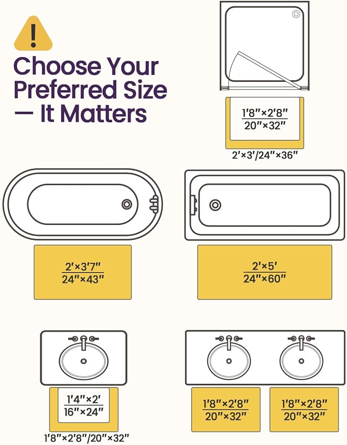 DEXI Bathroom Rug Set 2 Piece 24x16, Non Slip Washable Bath Mat for Shower Floor, Absorbent Soft Bathmat with Rubber Backing, Quick Dry Microfiber Carpet, Beige