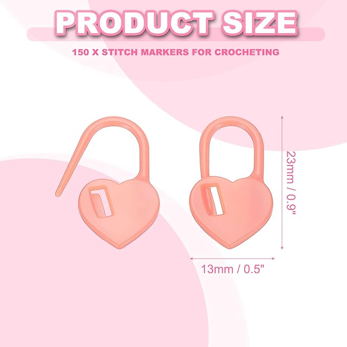 PATIKIL Crochet Stitch Markers, 150Pcs Plastic Knitting Markers Needle Pin Heart Locking Stitch Marker for Sewing Crocheting DIY Craft, Pink