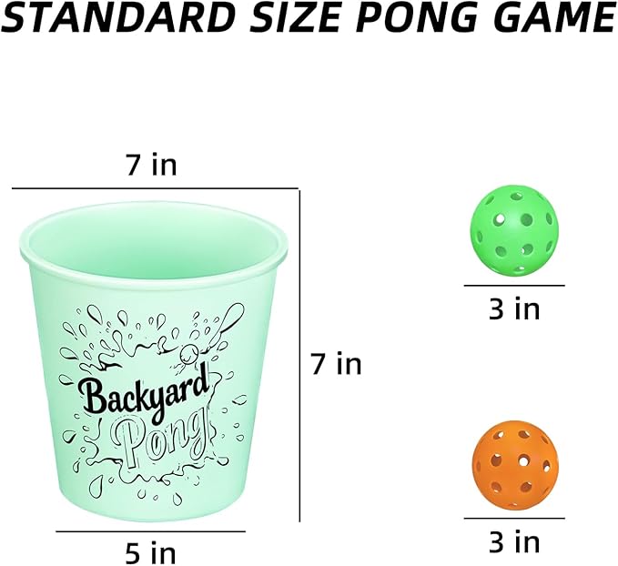 Mostop Yard Pong Outdoor Games Glow in Dark, Giant Yard Game Set with 12 Buckets, 6 Balls and Carrying Bag, Toss Throwing Game for Kids Adults Lawn, Beach, Camping, Tailgating or Backyard Activities
