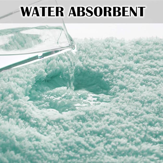 Suchtale Large Bathroom Rug Extra Soft and Absorbent Shaggy Bathroom Mat (24 x 60, Aqua) Machine Washable Microfiber Bath Mat for Bathroom, Non Slip Bath Mat, Luxury Bathroom Floor Mats Rubber Back