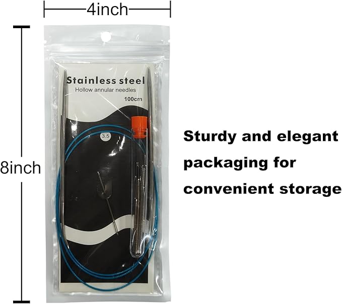 Size 4/3.5mm Circular Knitting Needles,40 Inch/100cm Knitting Needles for Beginners,Metal Round Knitting Needle Set with 9 Yarn Needle (Blue, 40-inch-US-4(3.5mm))