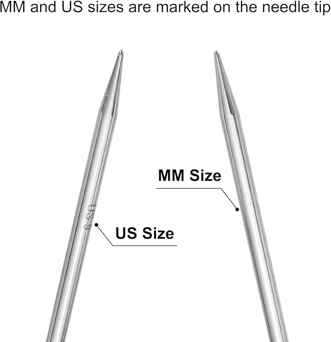 uxcell Size US 9 (5.5mm) Knitting Needles Circular Needle 31 Inch(80cm) Round Metal Stainless Steel Needle for Handmade Projects DIY Knitting Green