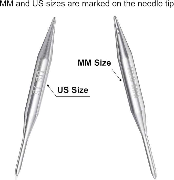 uxcell Size US 15 (10mm) Knitting Needles Circular Needle 16 Inch(40cm) Round Metal Stainless Steel Needle for Handmade Projects DIY Knitting
