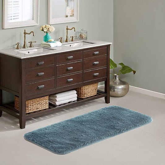 Suchtale Extra Soft & Absorbent Shaggy Bath Mat (24 x 60, Slate) - Machine Washable Microfiber, Non-Slip, Luxury Floor Mat