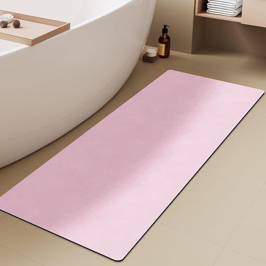 Pink Bath Mat, Bathroom Rugs Non Slip Washable Thin Absorbent Quick Dry Bath Mat Fits Under Door Bathroom Floor Mat Perfect for Bath, Shower, or Sink 24"x70" Pink