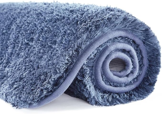 Suchtale Bath Rug for Bathroom Non Slip Bathroom Mat (20 x 32, Blue) Water Absorbent Soft Microfiber Shaggy Bath Rug Machine Washable Bath Mat for Bath Thick Plush Shower Mat