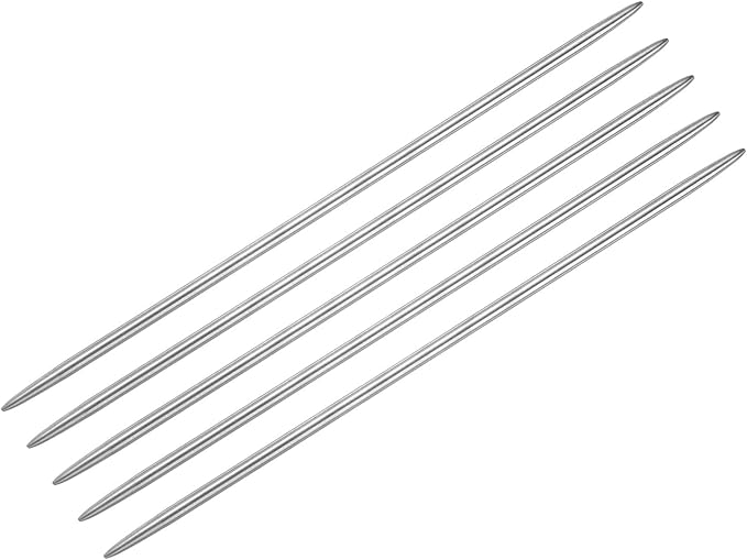 uxcell 5Pcs Knitting Needle 3.25mm Diameter 5.9 Inches Length Stainless Steel Double Pointed Sweater Stitching Needles for Handmade Projects DIY Knitting