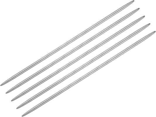 uxcell 5Pcs Knitting Needle 3.25mm Diameter 5.9 Inches Length Stainless Steel Double Pointed Sweater Stitching Needles for Handmade Projects DIY Knitting